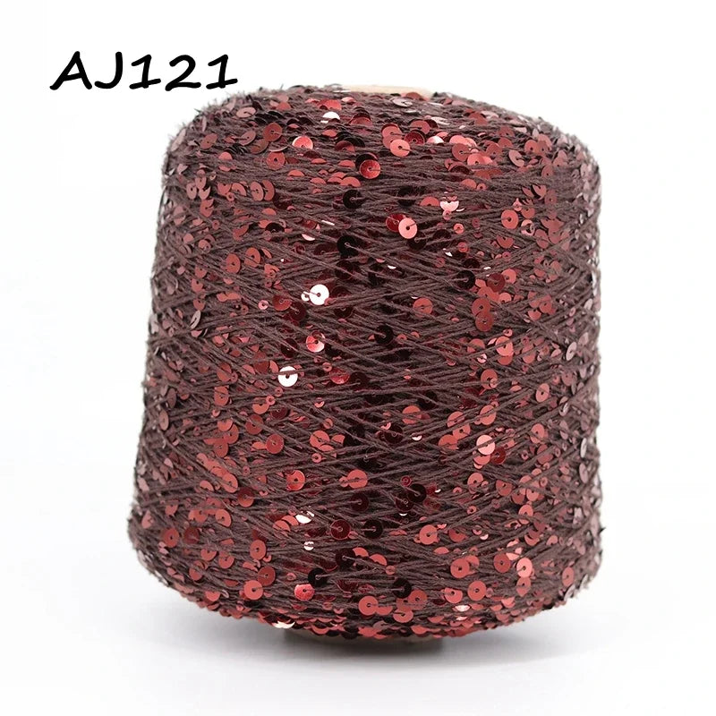 Cooamuu-Hilo de lentejuelas de algodón de lujo, hilo para tejer a mano, 500G/bobina, 3MM + 6MM, accesorios de lentejuelas