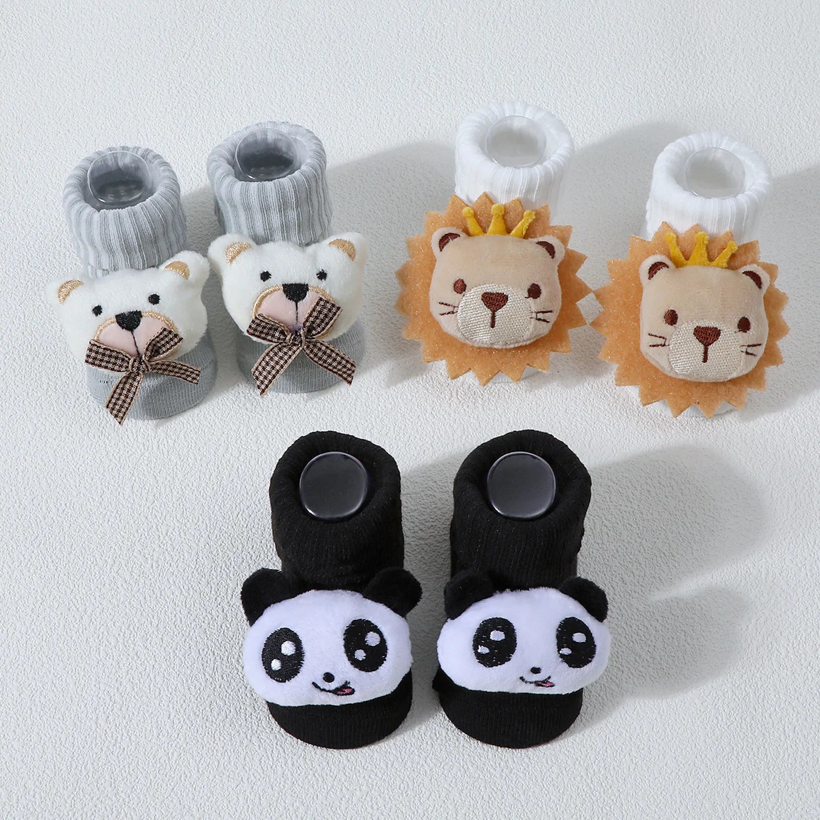 Calcetines bonitos de dibujos animados de oso, León, Panda, calcetines de bebé para niños y niñas, calcetines de tubo sólidos de algodón suave para recién nacidos, calcetines para niños