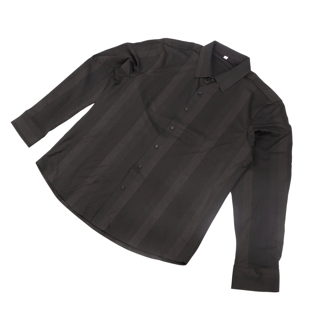 Camisa de manga larga de seda de hielo para hombre, camisa de manga larga para hombre, camisa de planchado sin rieles de alta flexibilidad, camisa de seda de hielo a rayas