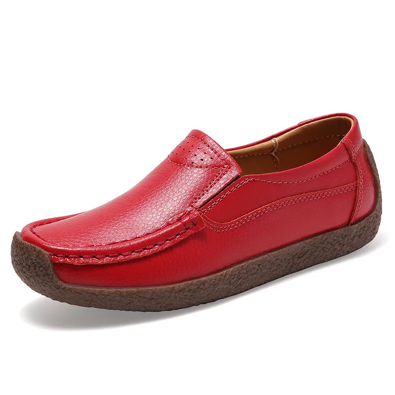 Zapatos informales De cuero genuino para Mujer, zapatillas De ocio, mocasines sin cordones De marca De lujo para Mujer, mocasines suaves para Mujer, Zapatos De Mujer