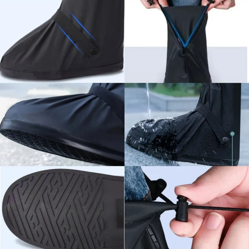 Cubrezapatos Impermeables para Lluvia, Ciclismo, Senderismo, Antideslizantes, de Cuero PU, Reutilizables, para Lluvia, Nieve, Arena Mojada