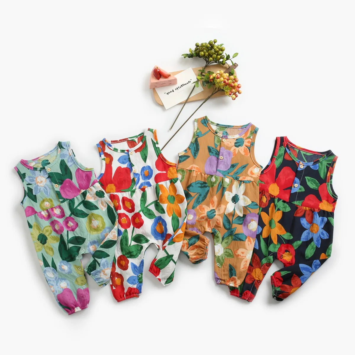 Sanlutoz Monos estampados para bebés y niñas, sin mangas, con estampado floral de verano