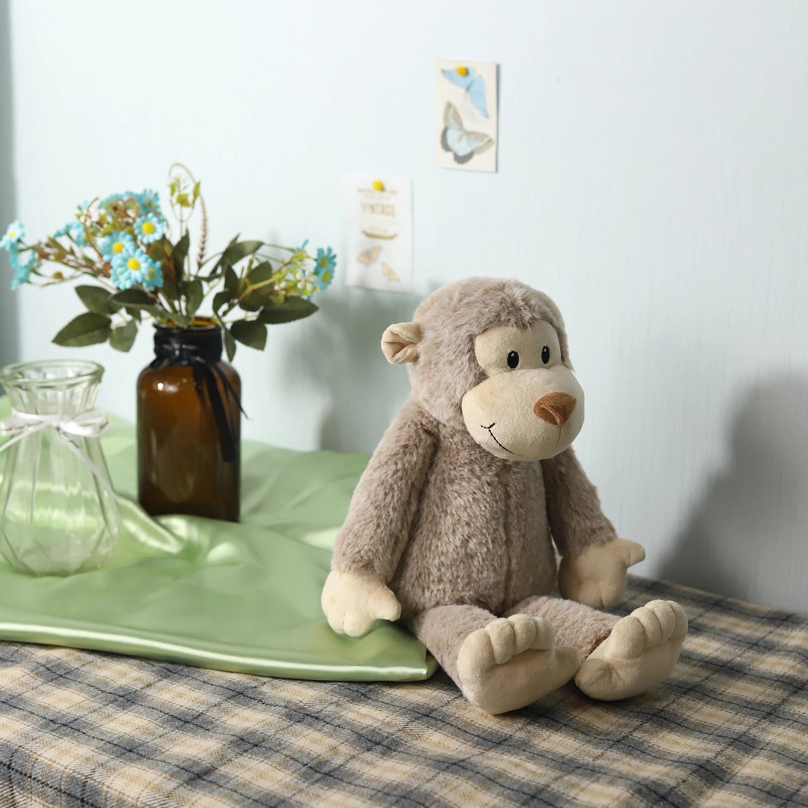 Bashful-muñeco de peluche de mono, Animal de peluche suave clásico, muñeca cómoda para bebé, bonito mono marrón, regalo para niños recién nacidos
