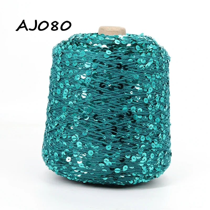 Cooamuu-Hilo de lentejuelas de algodón de lujo, hilo para tejer a mano, 500G/bobina, 3MM + 6MM, accesorios de lentejuelas