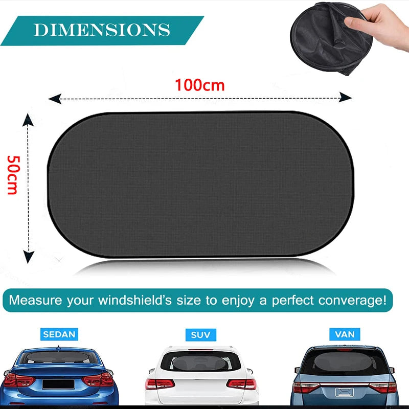 Parasol para coche protección UV plegable parasol para ventana trasera de coche 100x50cm visera de ventana trasera de malla Universal con ventosas