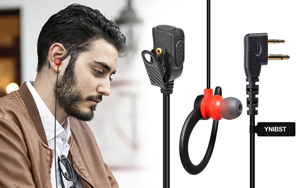 Auricular suave en forma de G para walkie talkie, auriculares de 2 pines con micrófono compatibles con Midland LXT118 GXT1000VP4 LXT500VP3 LXT600VP3