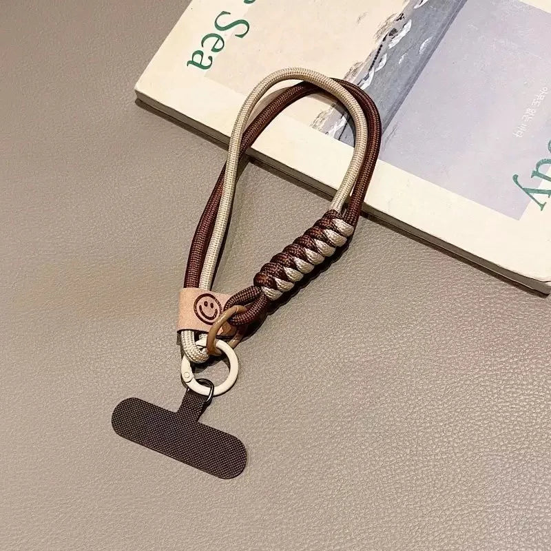 Cordón de teléfono tejido contrastante de estilo británico INS, funda de teléfono corta de mano a la moda, cuerda para muñeca, colgante para equipaje de muñeca, cuerda colgante