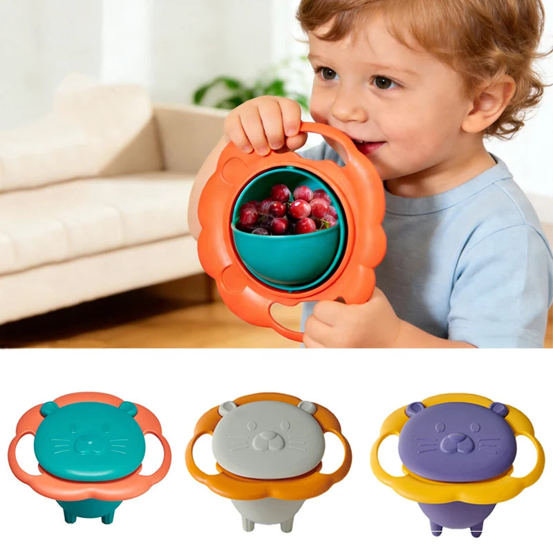 Cuenco giroscópico para bebé, diseño práctico, equilibrio giratorio para niños, novedad, giroscopio giratorio 360, platos de alimentación sólidos a prueba de derrames, plato para niños
