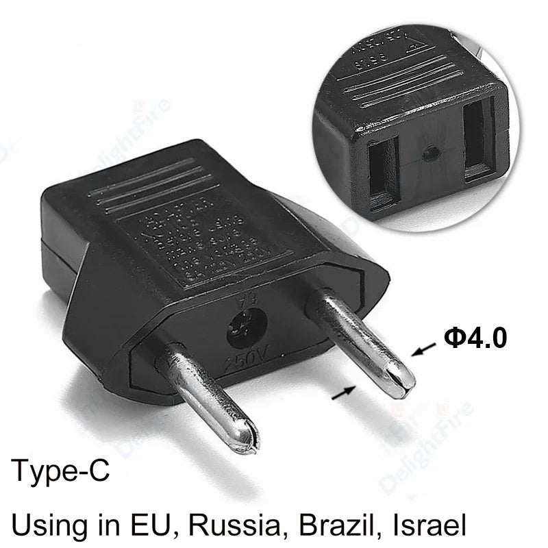 Adaptador de enchufe eléctrico estadounidense, europeo, UE a EE. UU., América, China, CN, Canadá, CA, adaptador de viaje, enchufe de 2 pines, convertidor tipo A, adaptador de corriente