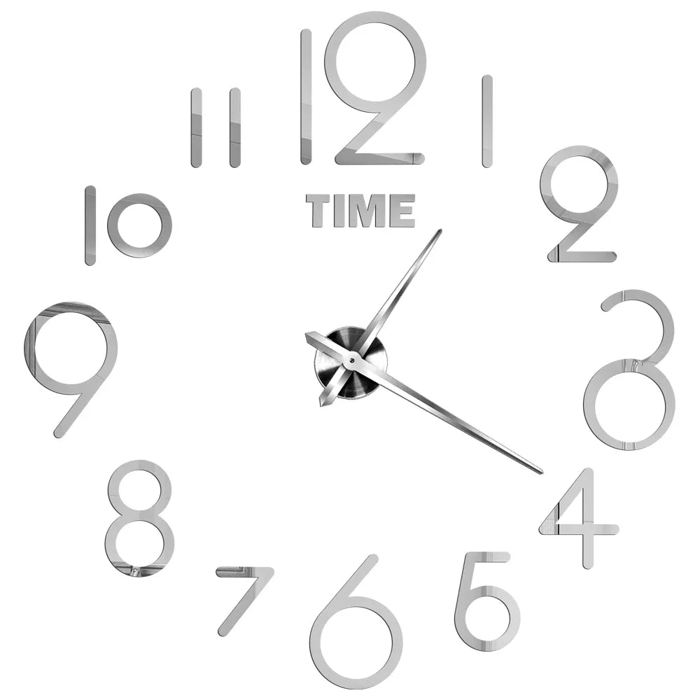 Reloj de pared con espejo acrílico de Número Romano grande 2D/3D, pegatina de moda DIY, relojes de cuarzo, reloj, decoración del hogar, pegatinas para el salón