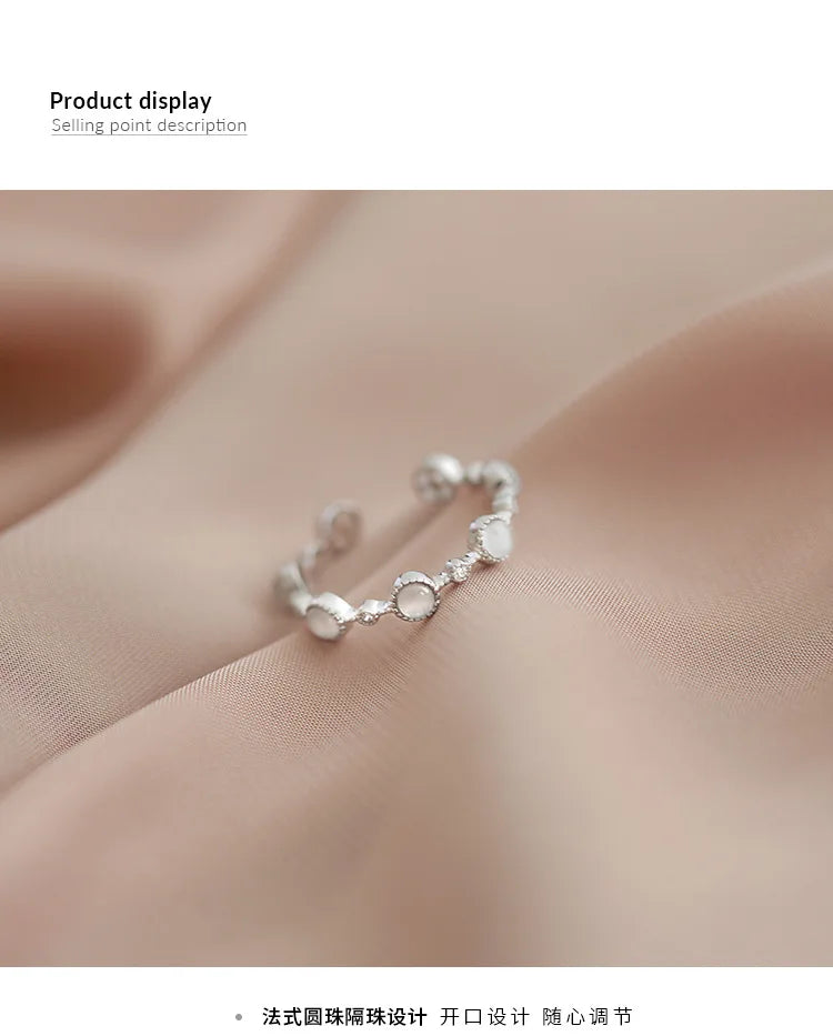 Anillo de Ópalo de Plata de Ley 925 para Mujer, Ajustable, para el Dedo Índice, Diseño Simple y Elegante, Joyería de Alta Gama, Regalo
