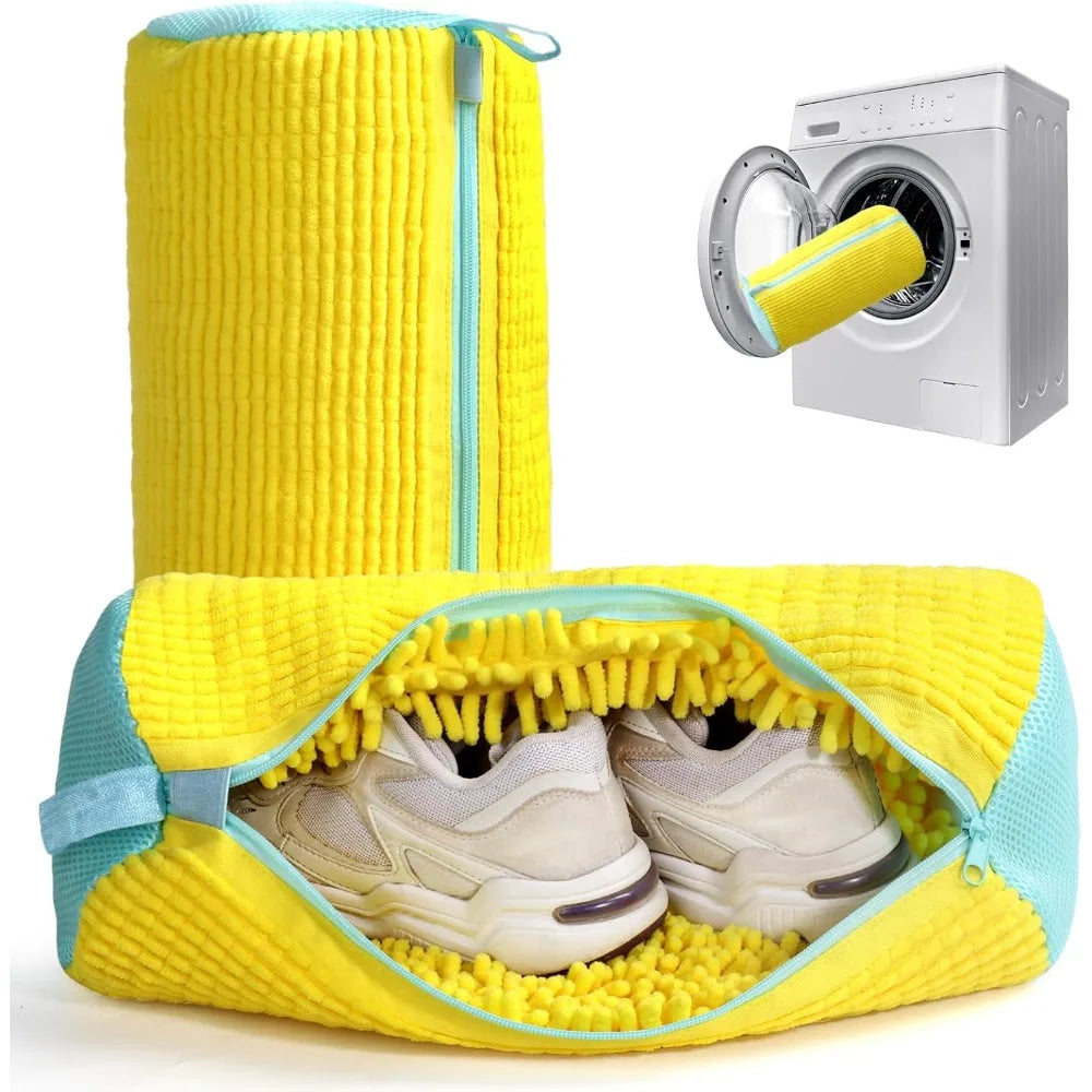 Bolsa para zapatos de lavado, Protector de zapatos de lavandería de red acolchada, fibras esponjosas, zapatos de lavado de poliéster, bolsa de lavandería, bolsas de secado, 1 Uds.