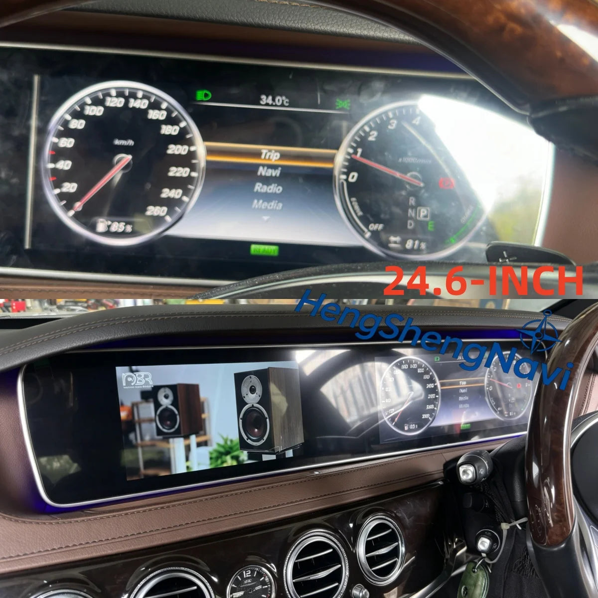 Radio para Auto Android Auto + Pantalla Digital Dual de 24.6 Pulgadas para Mercedes Benz Clase S W222 2014-2020 Reproductor Multimedia Estéreo Carplay