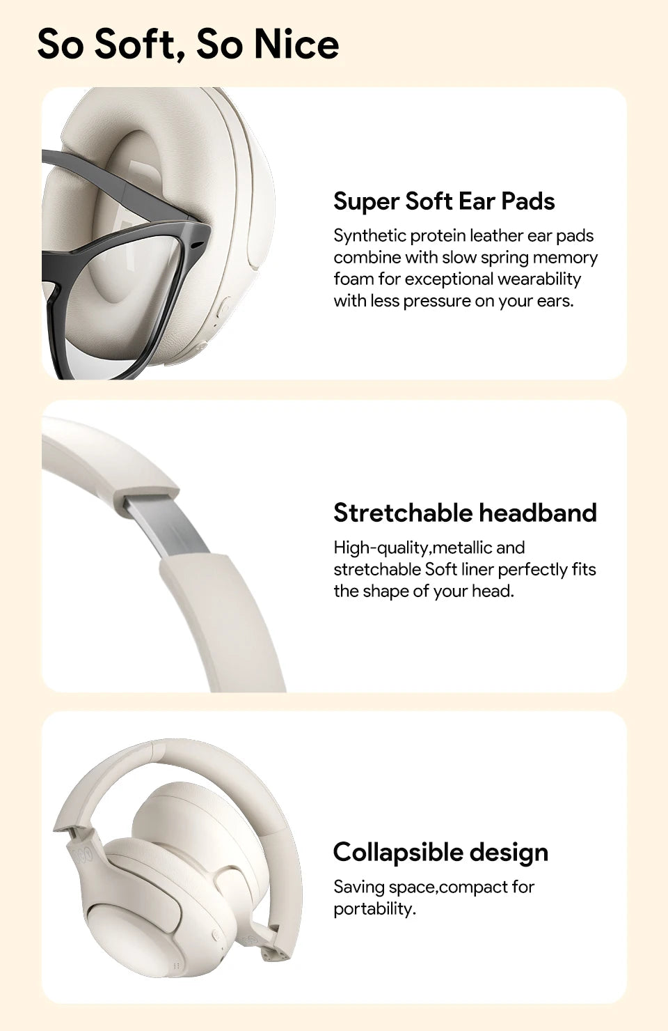 QCY H3 ANC Auriculares inalámbricos 43dB Cancelación activa de ruido Auriculares con cable/inalámbrico Bluetooth 5.4 Auriculares de audio de alta resolución 60 horas