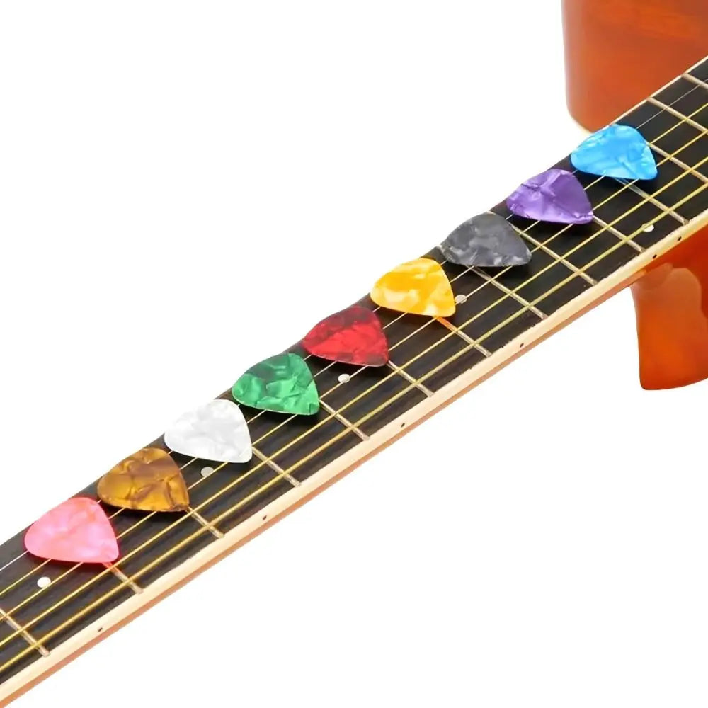 80 púas de guitarra de celuloide perlado, púas de instrumentos de cuerda de superficie lisa y flexible de colores aleatorios para guitarra acústica, guitarra eléctrica, bajo, mandolina, ukelele, accesorio de práctica ide