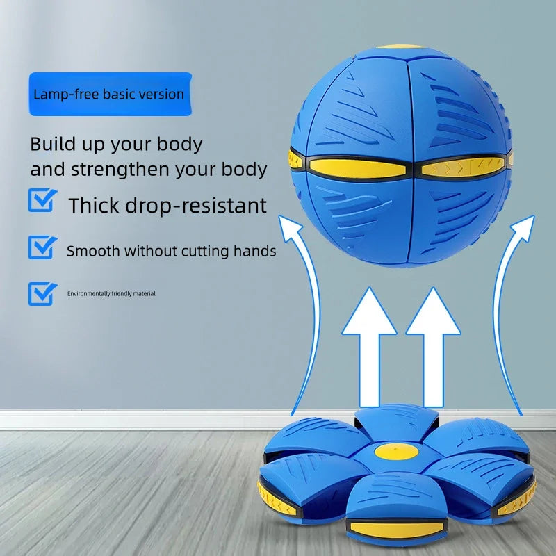 Bola de platillo volador azul para padres y niños al aire libre, juguete para pies, deformación mágica, presión del pie, Bola de ventilación de descompresión