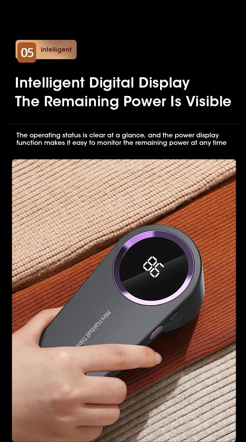 Eliminador de pelusas portátil, eliminador de pellets de pelusa eléctrico para ropa, pantalla LED, recargable para ropa, afeitadora de tela, eliminador de pelusas