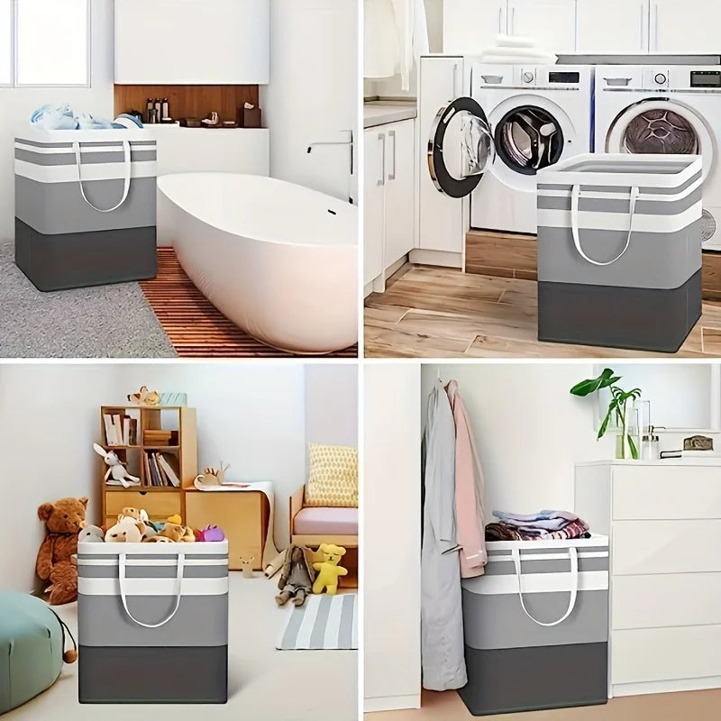 Cesto para la colada impermeable extra grande con asa extendida: organizador plegable y independiente de ropa y juguetes, cesto para la colada