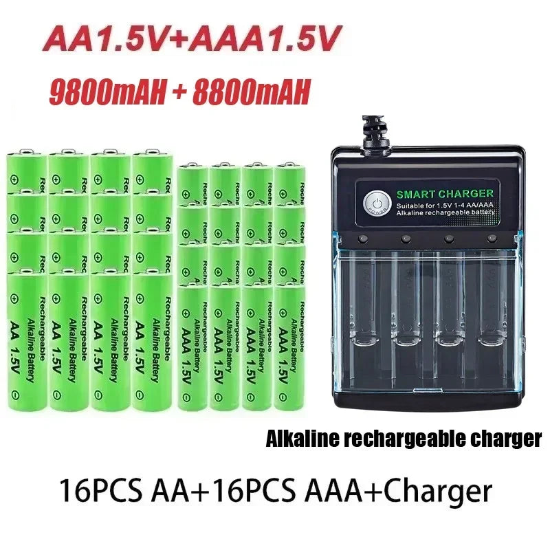 Batería AAA recargable AA Original, 1,5 V, AA 9800mAh/AAA 8800mAh para reloj, Radio, videojuego, cámara Digital, cargador AA AAA