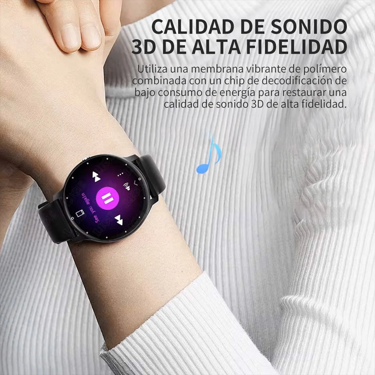 Música dos auriculares reloj inteligente hombres Bluetooth Monitor de salud reloj inteligente deportivo