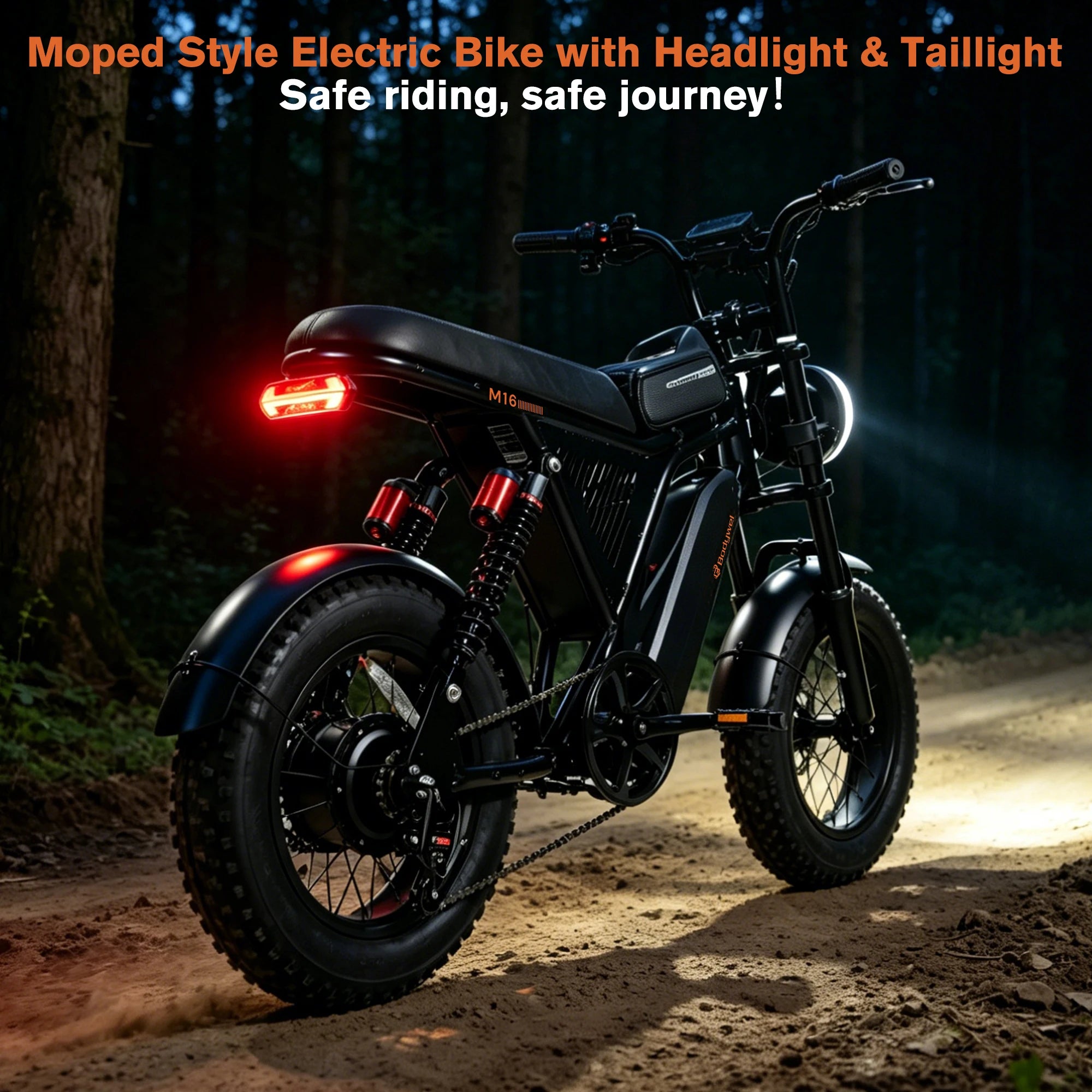 Bicicleta Eléctrica Todoterreno Bodywel M16 para Adultos, 1500w 48V 15.6ah, Bicicleta Eléctrica de Montaña con Neumáticos Gruesos de 16 Pulgadas para Entretenimiento al Aire Libre