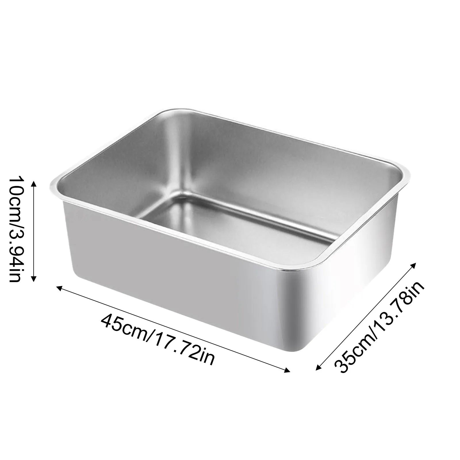 Caja de arena para gatos de acero inoxidable 304, bandeja de arena grande de acero inoxidable para interiores, sartén de Metal de alta cara para gatos, suministros de limpieza para gatos