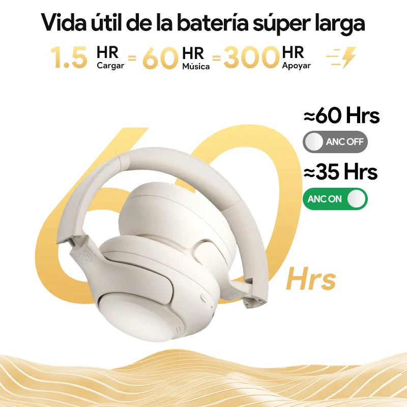 QCY H3 ANC Auriculares inalámbricos 43dB Cancelación activa de ruido Auriculares con cable/inalámbrico Bluetooth 5.4 Auriculares de audio de alta resolución 60 horas