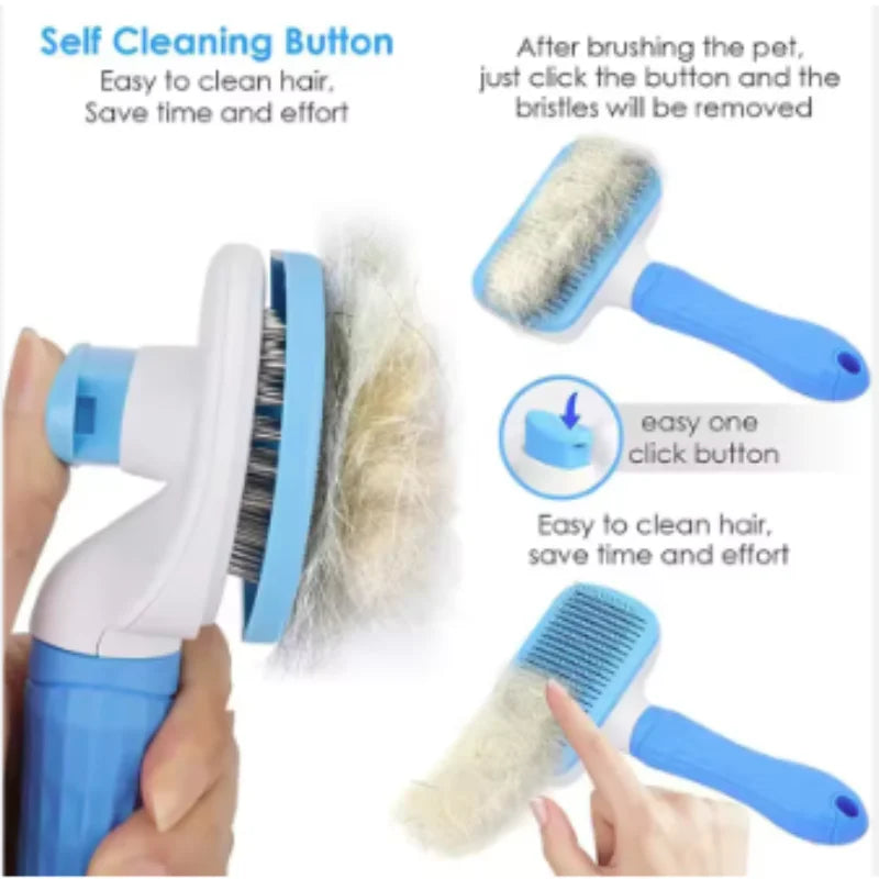 Nuevo peine de masaje para mascotas, cepillo para peinar el pelo, eliminación fácil con un clic del pelo inferior de gatos y perros para el aseo.