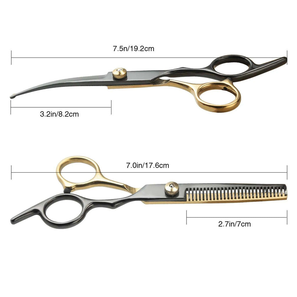 Tijeras profesionales de peluquería para mascotas de acero inoxidable, orientación de la mano derecha, tijeras multiusos para recortar el cabello con cabeza redonda,