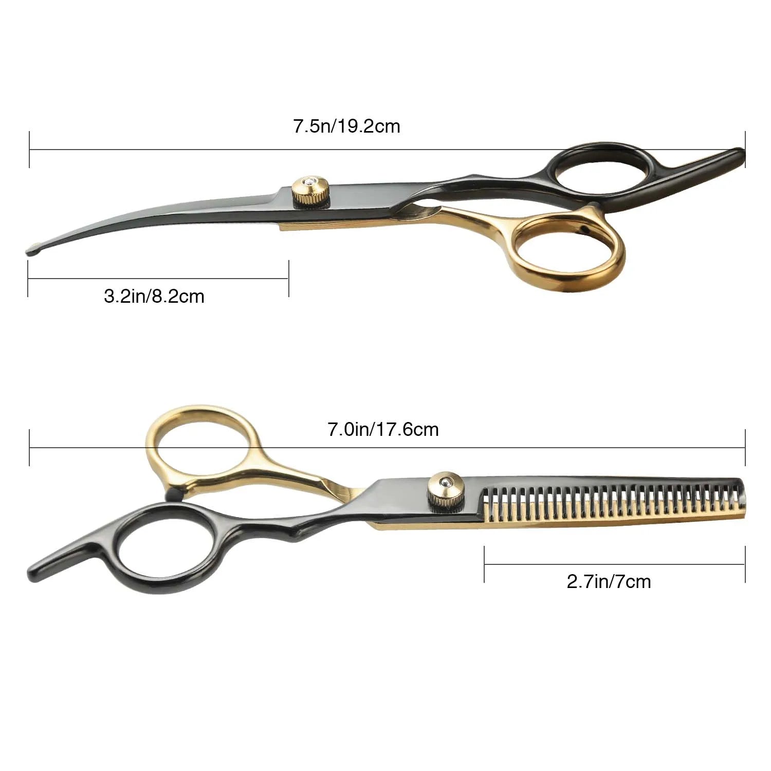 Tijeras profesionales de peluquería para mascotas de acero inoxidable, orientación de la mano derecha, tijeras multiusos para recortar el cabello con cabeza redonda,
