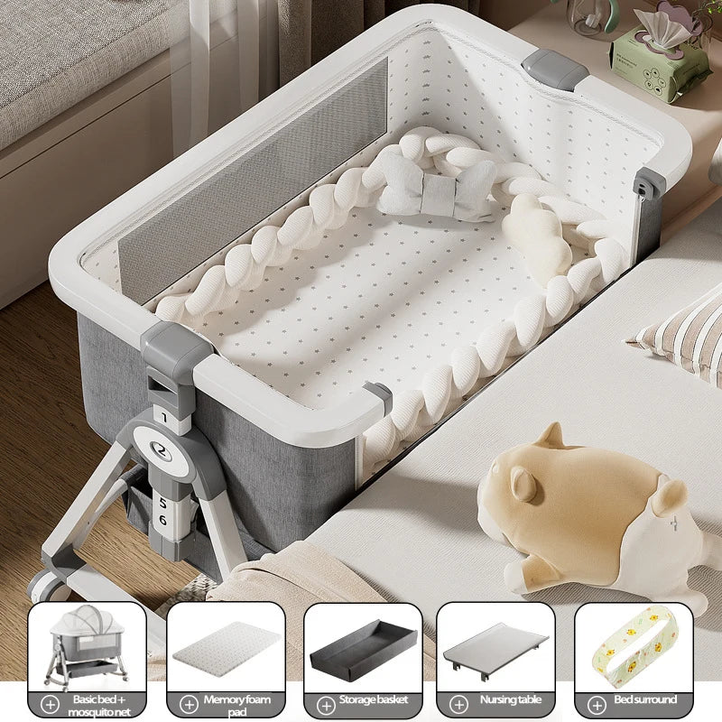 Cuna Multifuncional Segura para Bebés, Plegable, con Función de Balanceo, para Colocar Junto a la Cama, Portátil, para Recién Nacidos, para una Vida Familiar Más Sencilla