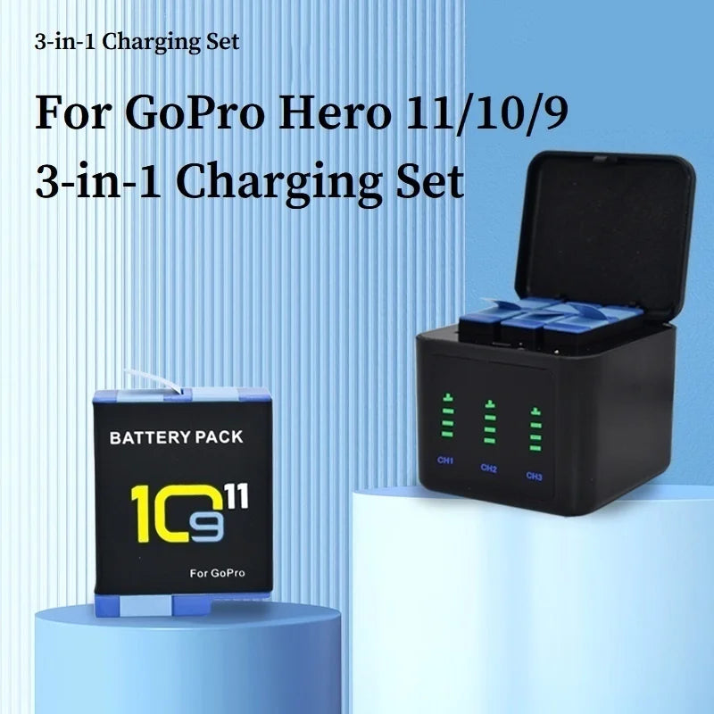 Batería de 2000mAh para GoPro Hero 11 10 9, paquete de batería de iones de litio, almacenamiento de batería de cámara de movimiento para baterías recargables GoPro Hero9