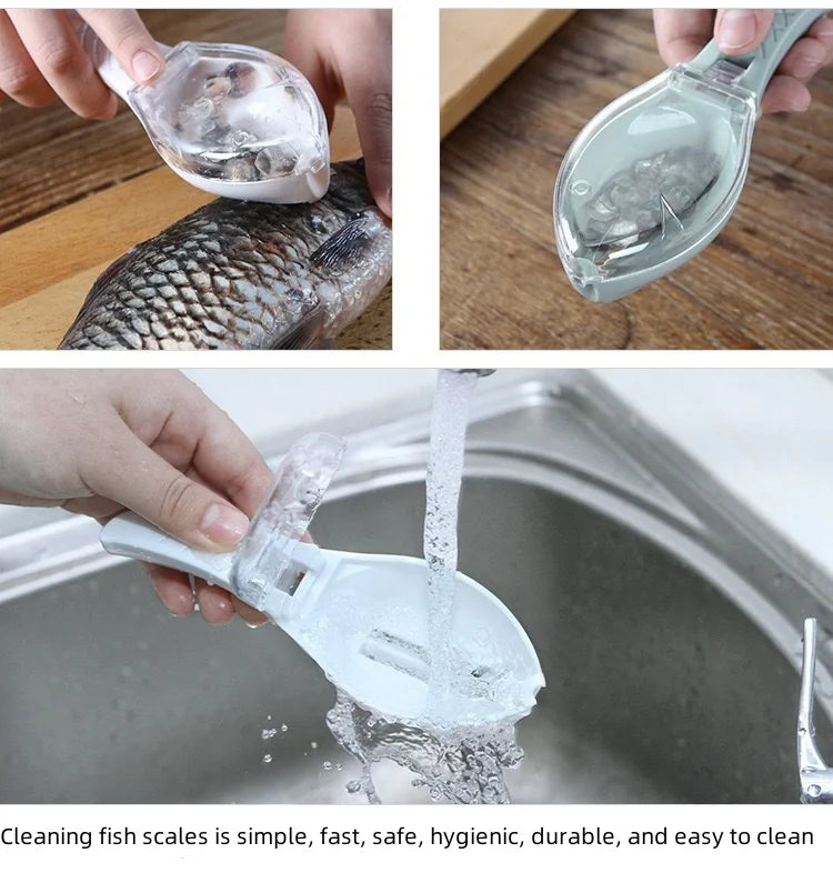 Raspador de báscula doméstica de cocina con tapa, raspador de escamas de pescado, descalcificación Manual, cepillado de herramientas de pesca