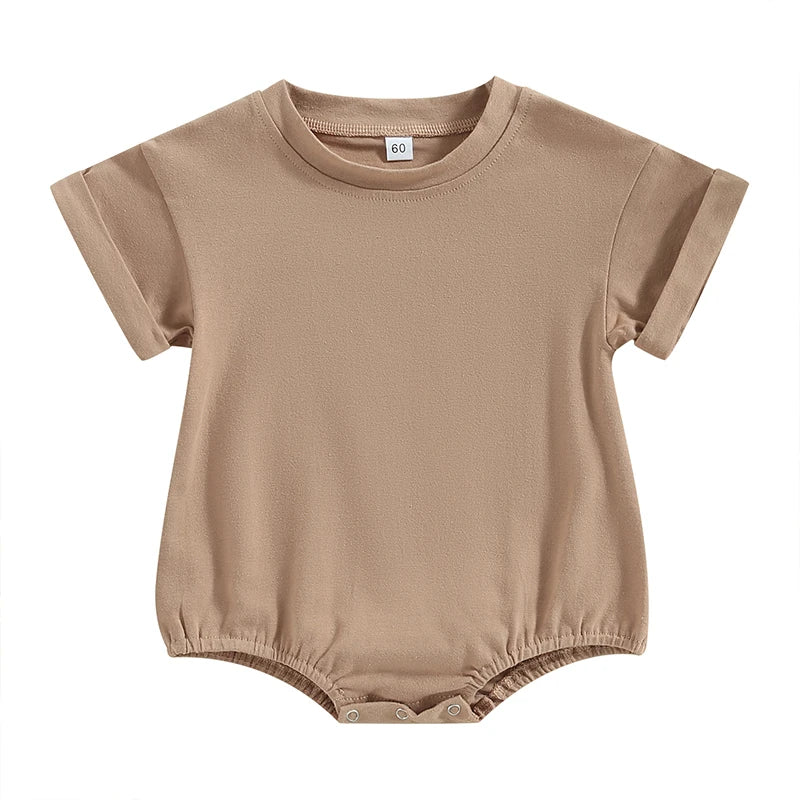Pelele para bebé recién nacido, ropa de cuello redondo, monos sueltos informales sólidos, Pelele de algodón para niño pequeño