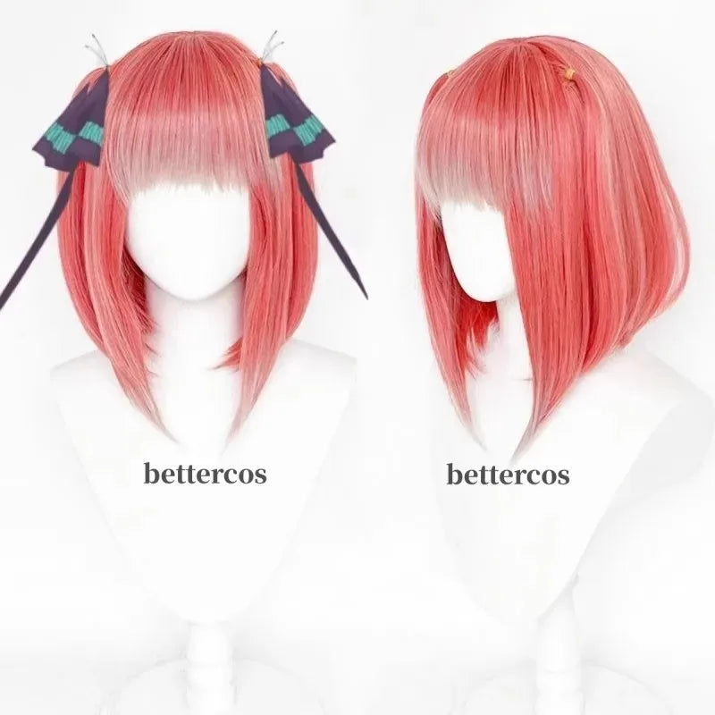 Peluca de Cosplay Nakano Nino de alta calidad para niñas, pelo largo de 38cm, juego de rol para fiesta de Halloween + gorro de peluca