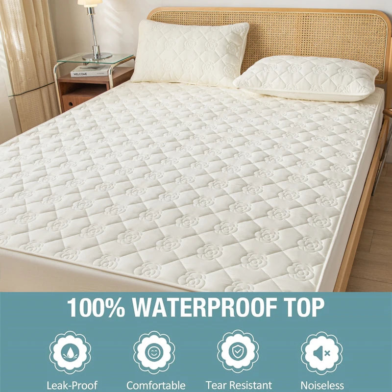 Funda protectora de colchón 100% impermeable, sábana bajera de algodón hipoalergénica, transpirable, suave, funda para almohadilla de cama de tela de aire 3D