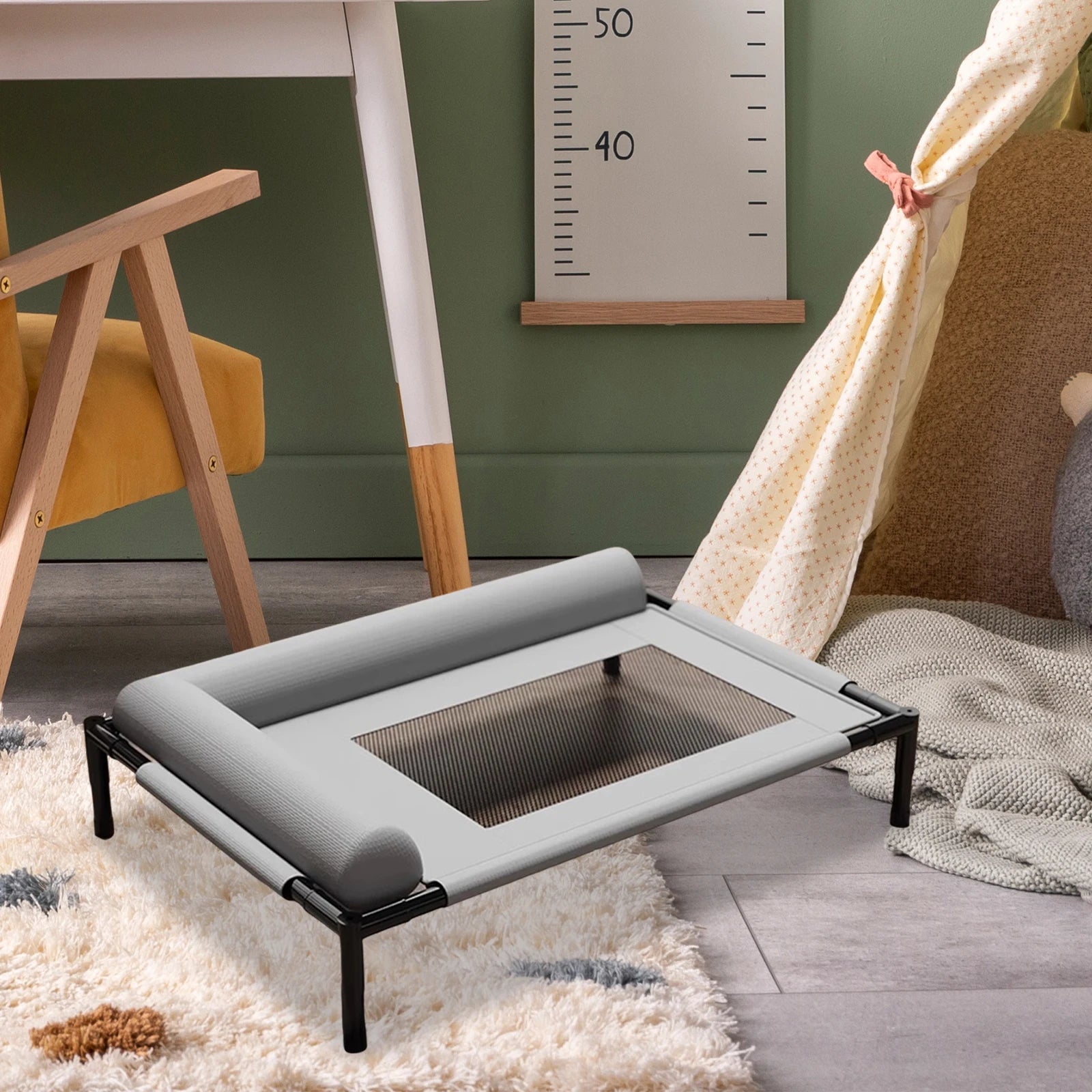Muebles para mascotas, cama elevada de malla, transpirable con almohada, cama elevada para perros y gatos, extraíble, exterior, Camping, tren para tomar el sol, hogar, césped