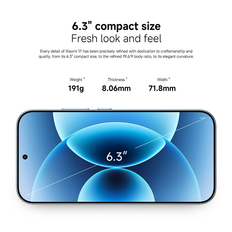 【Versión Global】 Xiaomi 17 Smartphone 5G 12GB RAM Batería de 6330mAh Cámara Leica de 50MP HyperCharge de 100W Snapdragon ®   8 Elite Gen 5