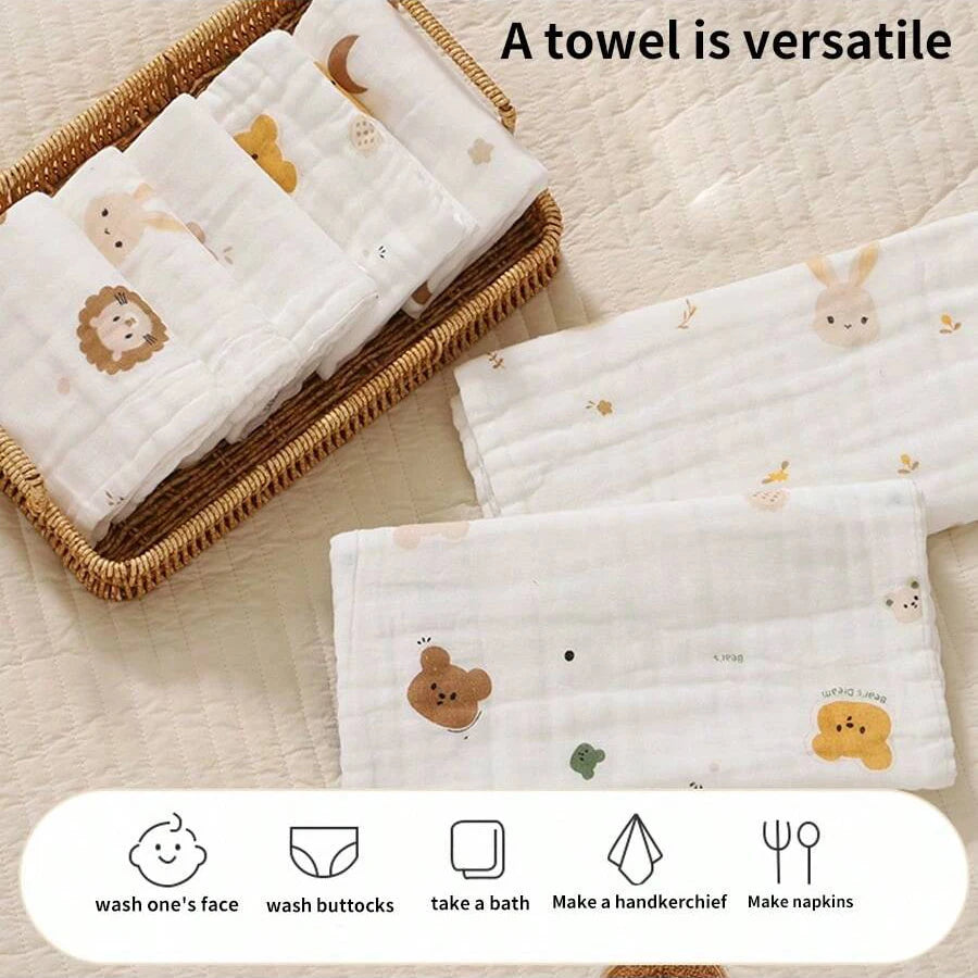 Paquete de 5 toallas cuadradas de gasa crepé para bebé, baberos bordados con dibujos florales, transpirables y que no sofocan, toallas faciales para bebé, pañuelos de lactancia, paquete combinado multicolor, toallitas fac