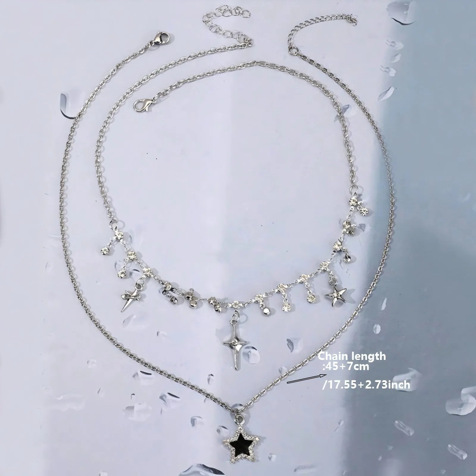 Colgante de Cruz de estrella negra Vintage para mujer y niña, collar de cadena multicapa gótico Y2K, accesorios de joyería al por mayor