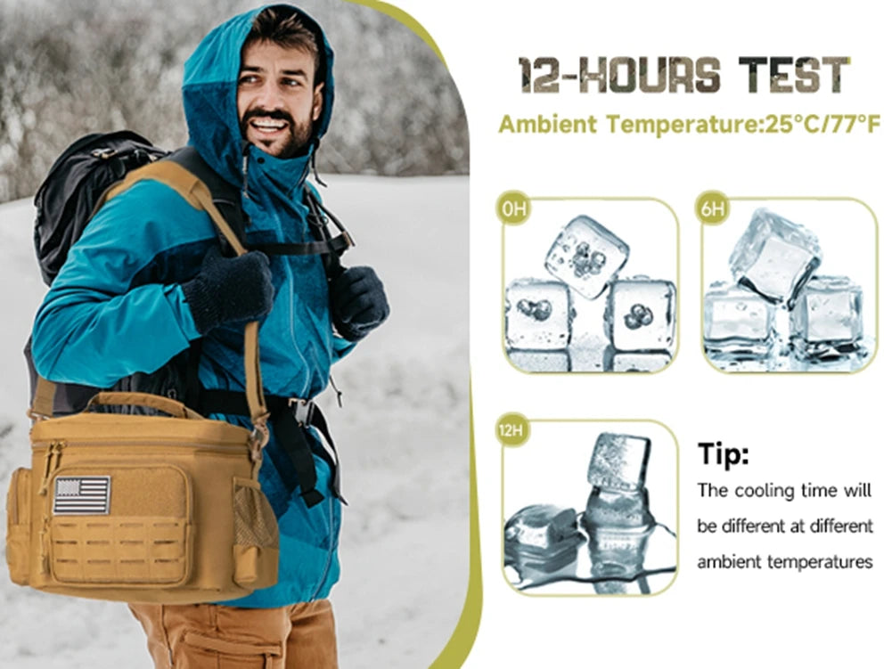 Fiambrera táctica para hombres, bolsa de almuerzo resistente al aire libre, bolsa térmica duradera con aislamiento a prueba de fugas para trabajo, comida, Camping, Picnic
