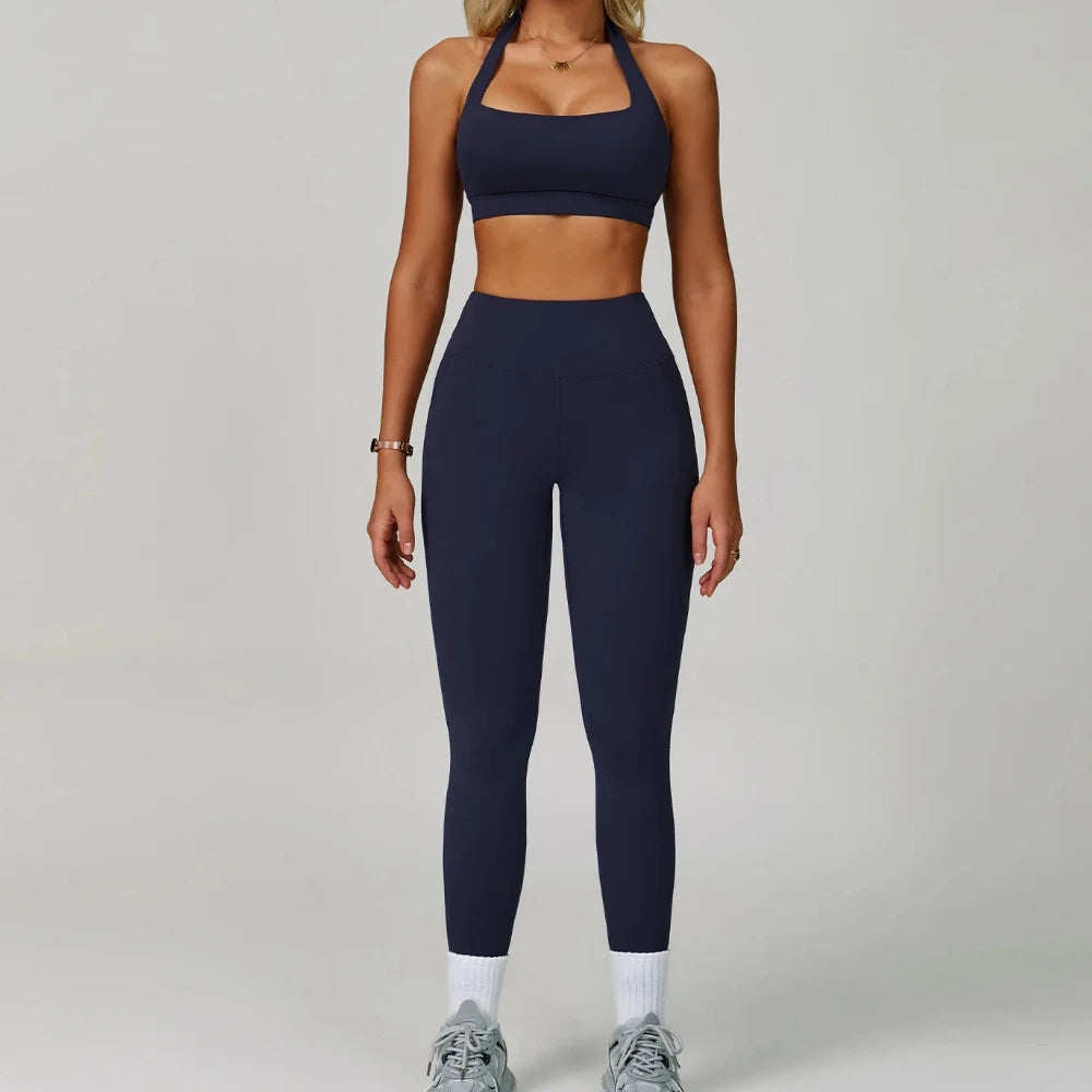 Conjuntos de 2 uds de chándal para mujer, ropa deportiva, conjuntos de Yoga, ropa deportiva, sujetador de entrenamiento, conjunto de mallas de cintura alta, ropa de gimnasio, trajes deportivos