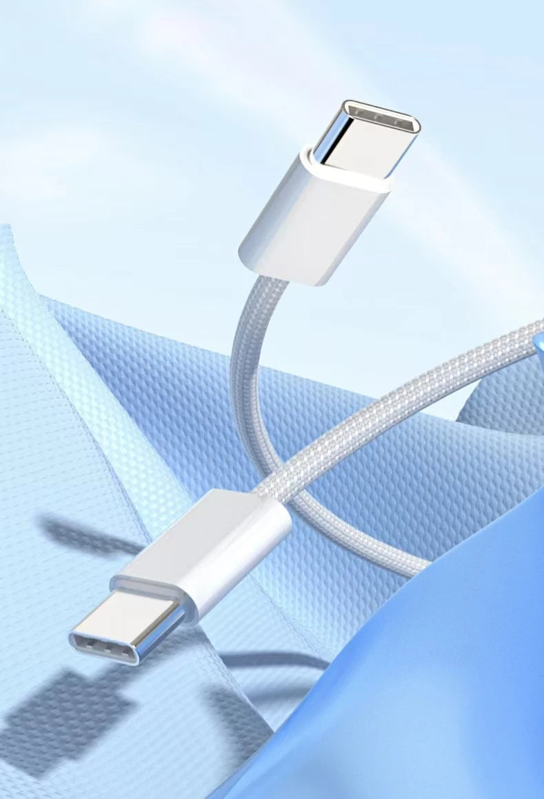 Cable USB C a C de carga rápida blanco, Cable cargador rápido USB tipo C trenzado de nailon de 60W para IPhone15/Samsung/Oppo/Vivo/Redmi A, 1 ud.