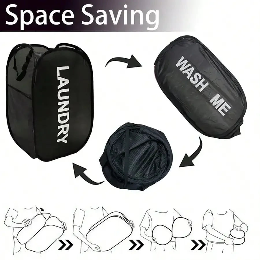 Cesto de lavandería emergente de malla portátil, cesta de lavandería plegable y transpirable de apertura amplia que ahorra espacio, artículos de baño de viaje para dormitorio