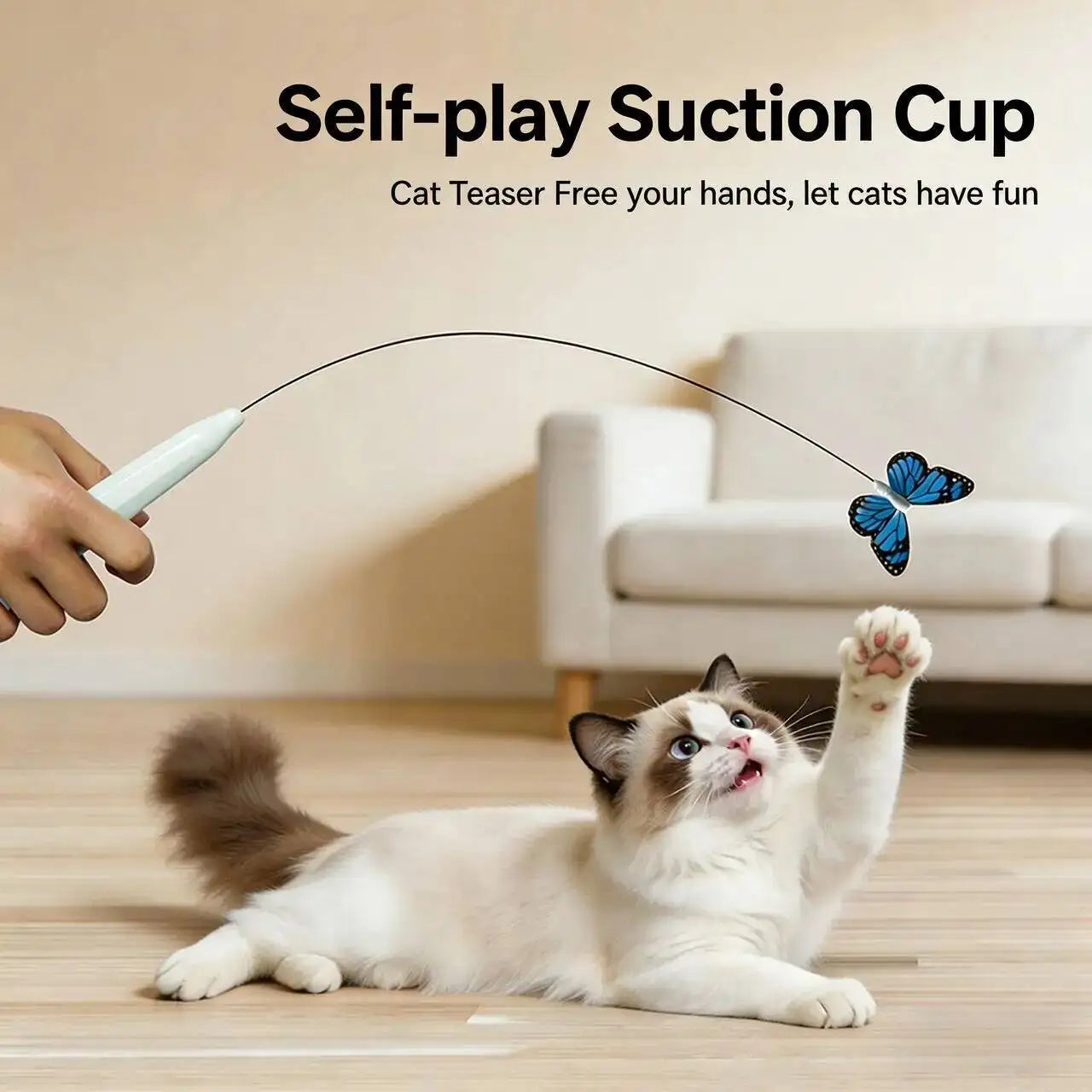 Juguete Eléctrico de Gato con Mariposa Voladora, Juguete Automático Interactivo para Gatitos, para Divertirse, Hacer Ejercicio y Jugar