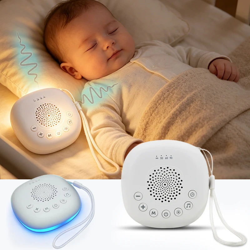 Máquina de Sonido Blanco 2 en 1, Portátil USB, para Dormir Bebés, con 20 Sonidos Relajantes, Luz Nocturna LED y Batería Recargable Integrada