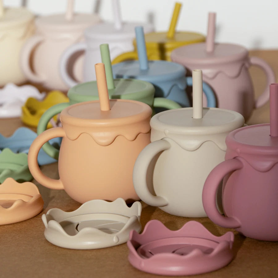 Tazas de alimentación de bebé, vasos portátiles, taza para sorber, contenedor de comida sólida, taza para aperitivos, tazas de aprendizaje para niños pequeños, suministros para recién nacidos