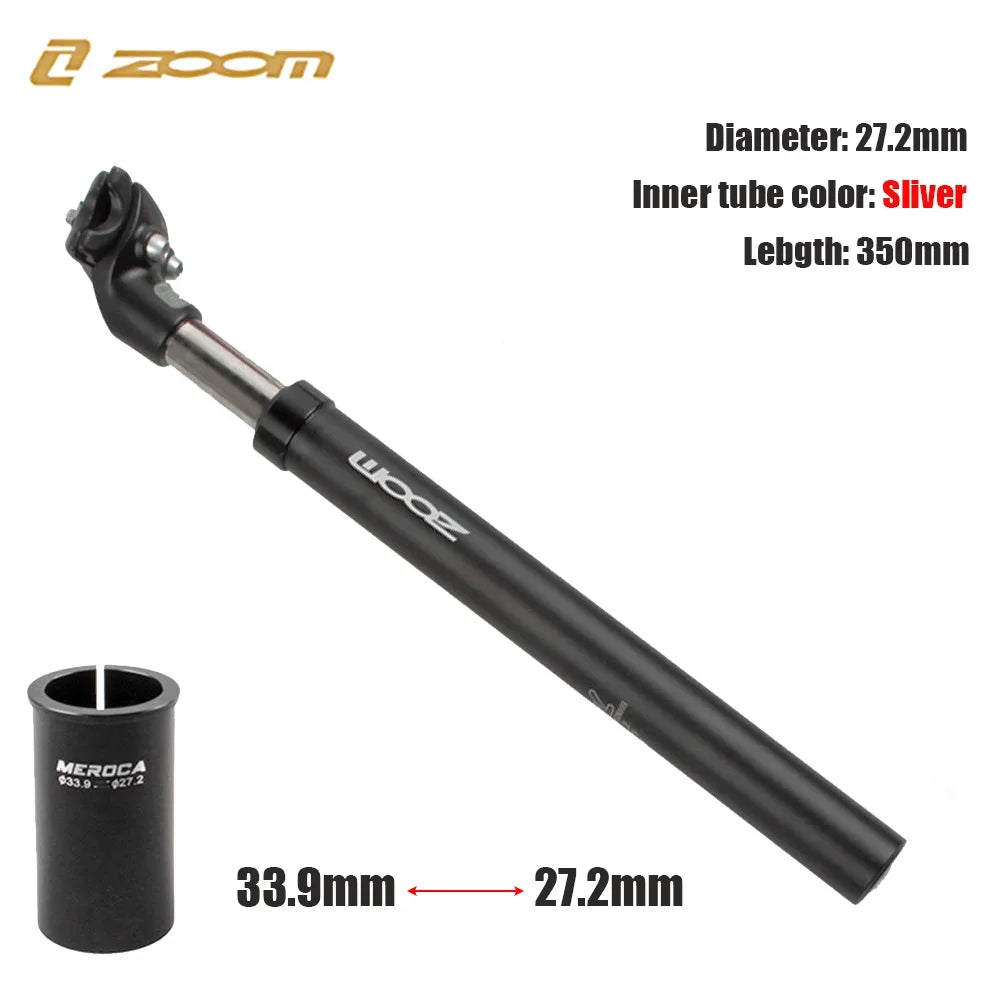 ZOOM-tija de sillín de suspensión para bicicleta de montaña, amortiguador, Alu, 27,2, 28,6, 30,1, 30,4, 30,9, 31,6, 33,9mm