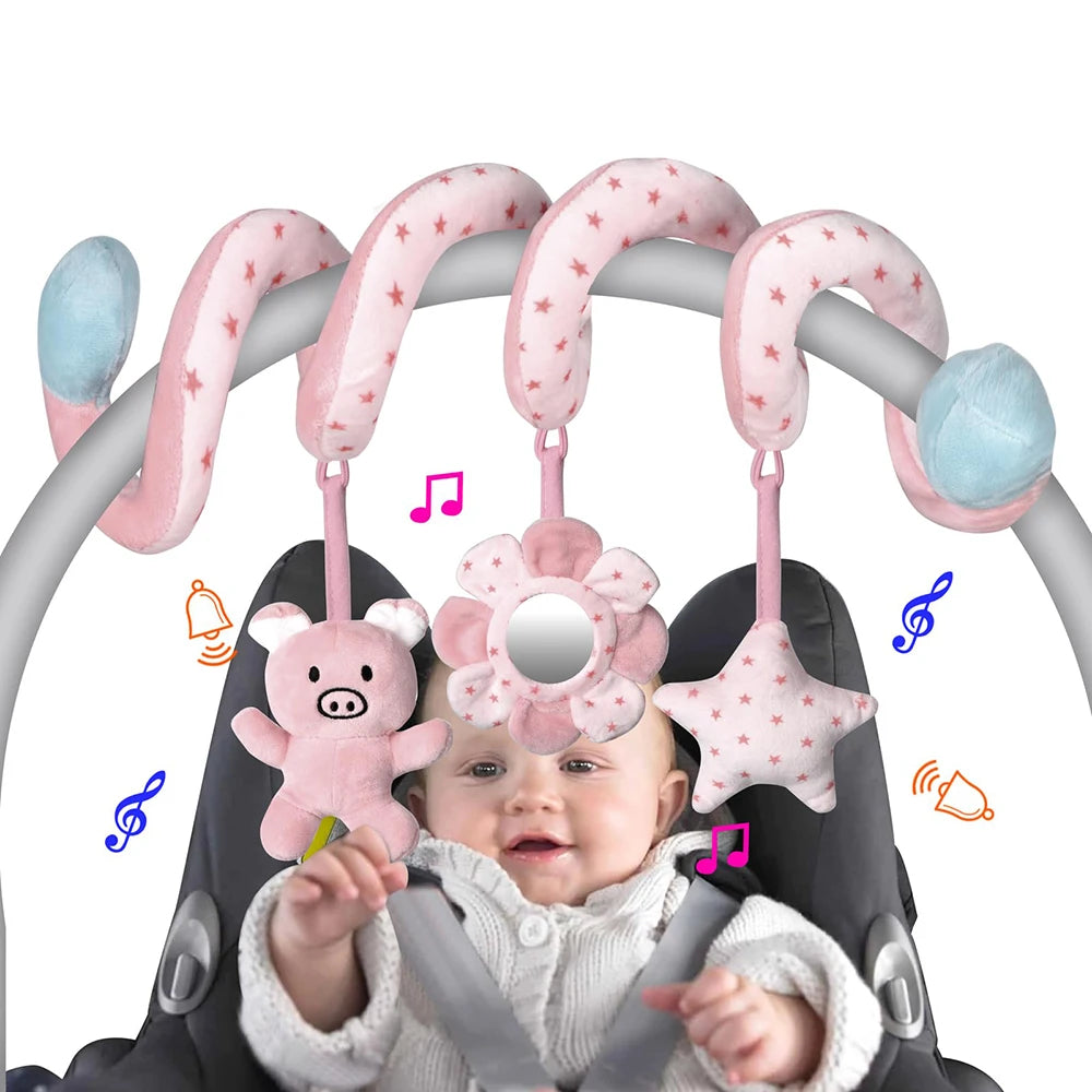 Sonajero de peluche sensorial para bebé, cochecito de juguete, juguetes colgantes móviles musicales, sonajeros móviles para bebés, juegos para recién nacidos de 0 a 6 y 12 meses