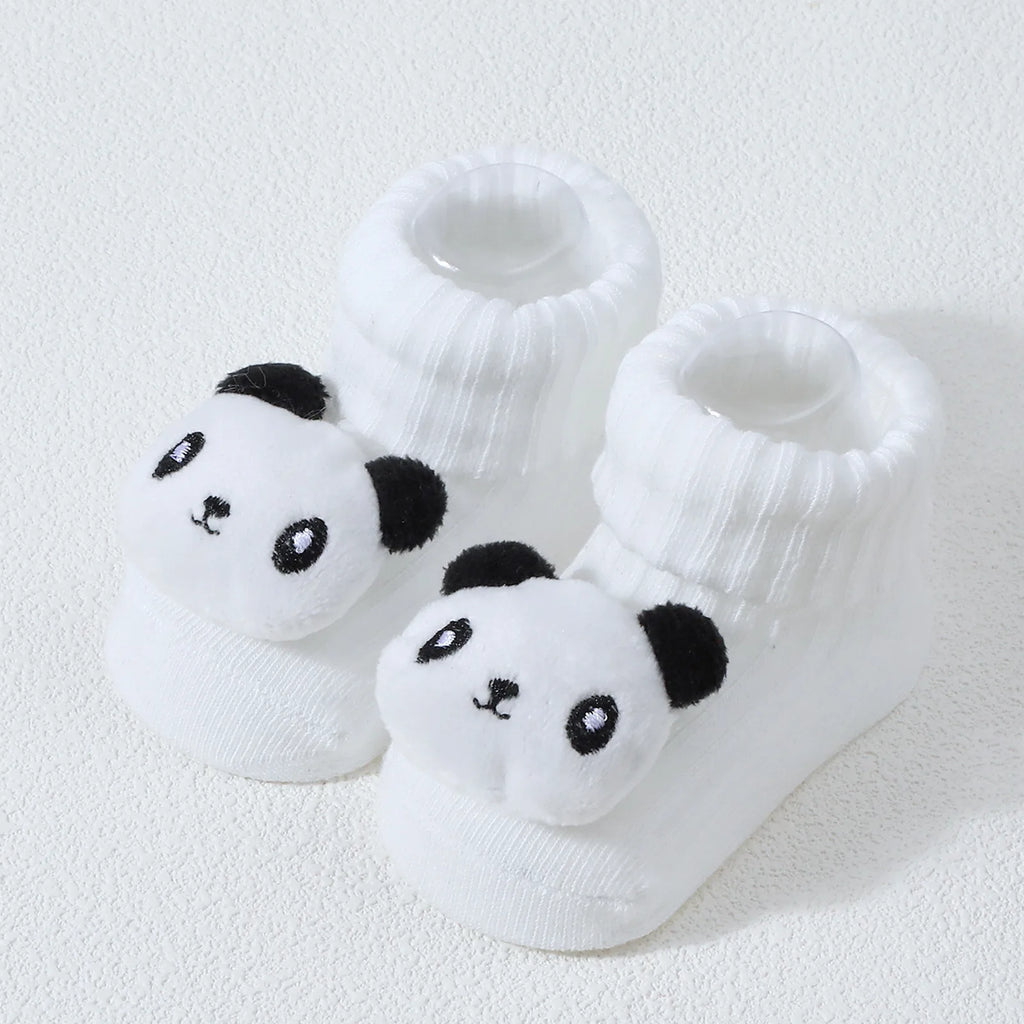 Calcetines bonitos de dibujos animados de oso, León, Panda, calcetines de bebé para niños y niñas, calcetines de tubo sólidos de algodón suave para recién nacidos, calcetines para niños